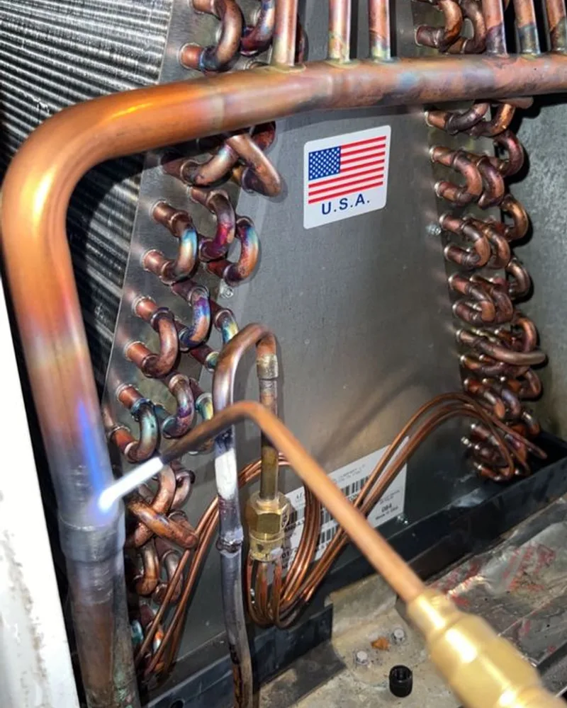 Copper evaporator coil brazing repair