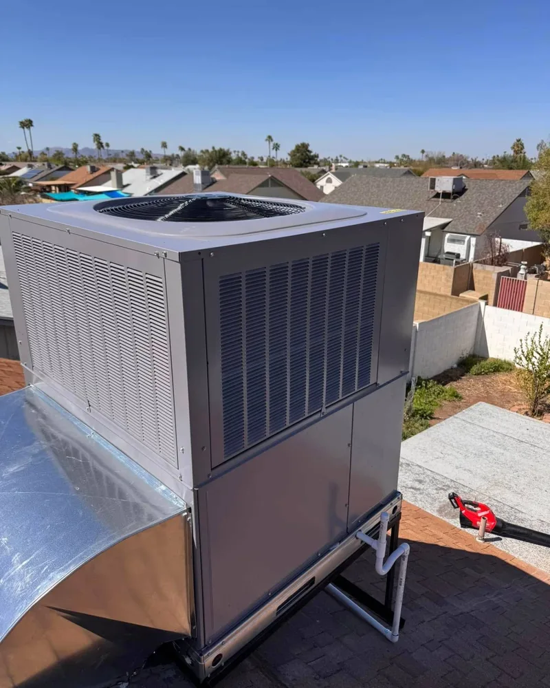 Rooftop package unit with Phoenix Valley view